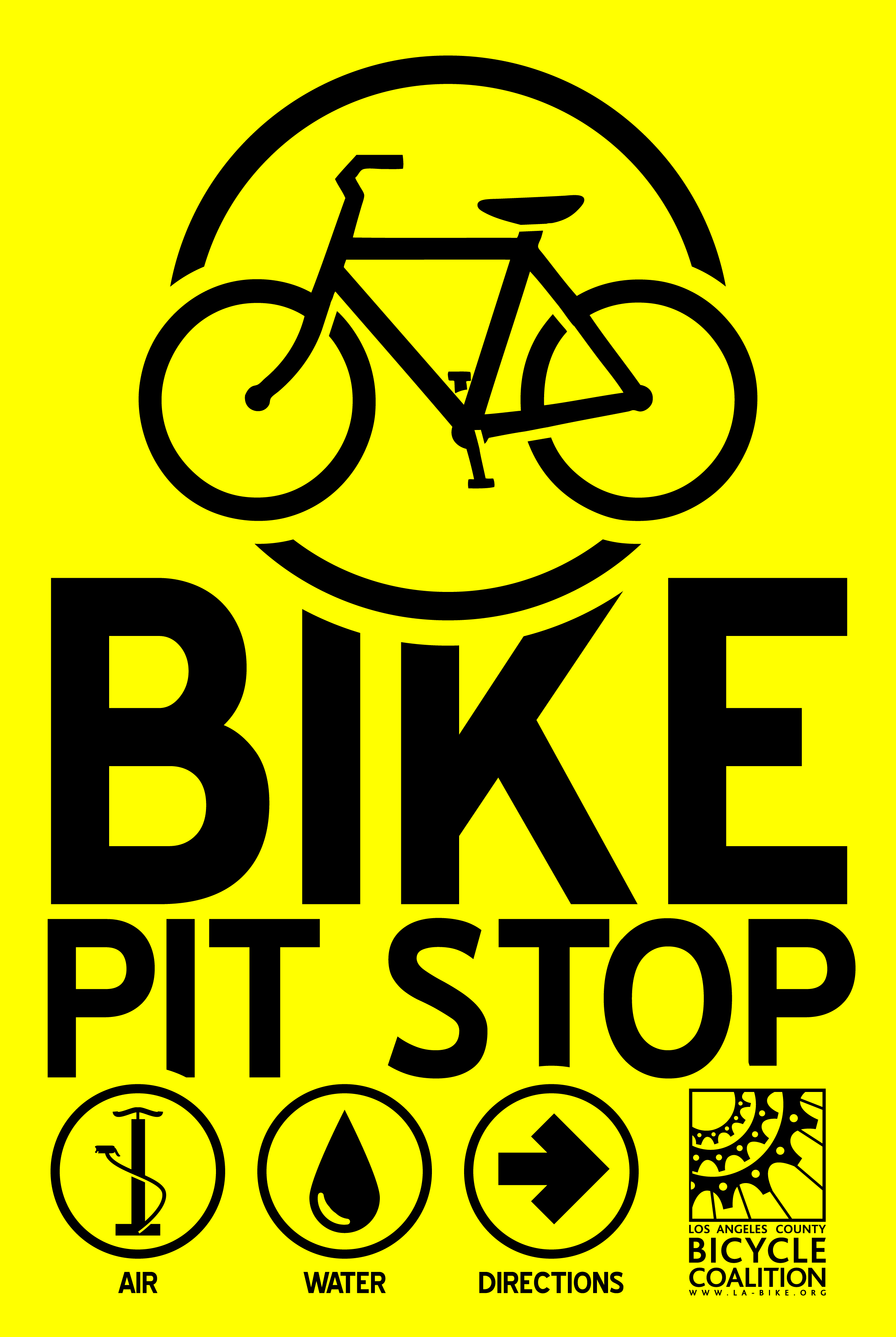 Bike Pit Stop poster for CicLAvia cycling event, designed for the Los Angeles County Bicycle Coalition.