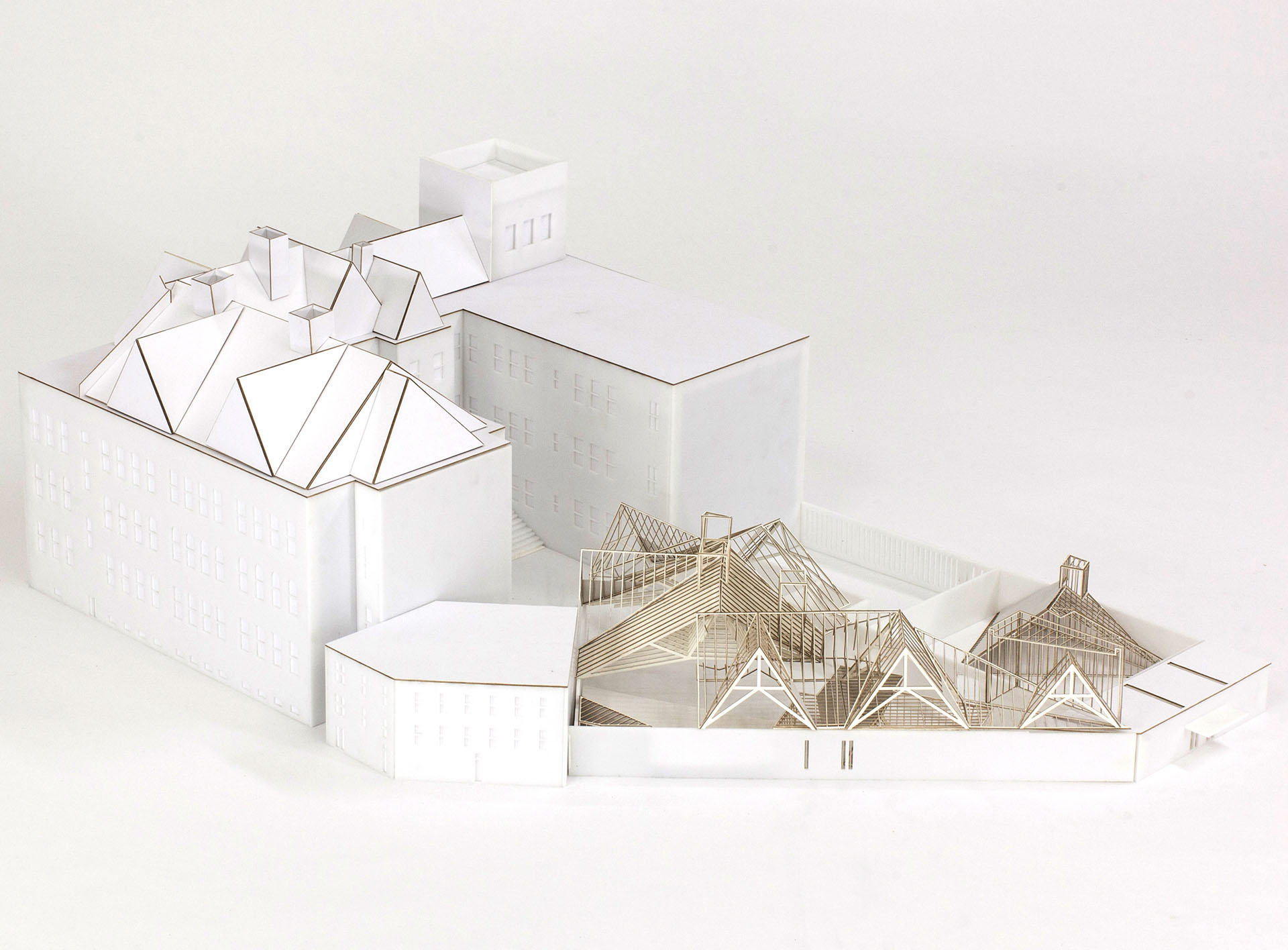 Photograph of an architectural site model of MoMA PS1 Roof Deck proposal