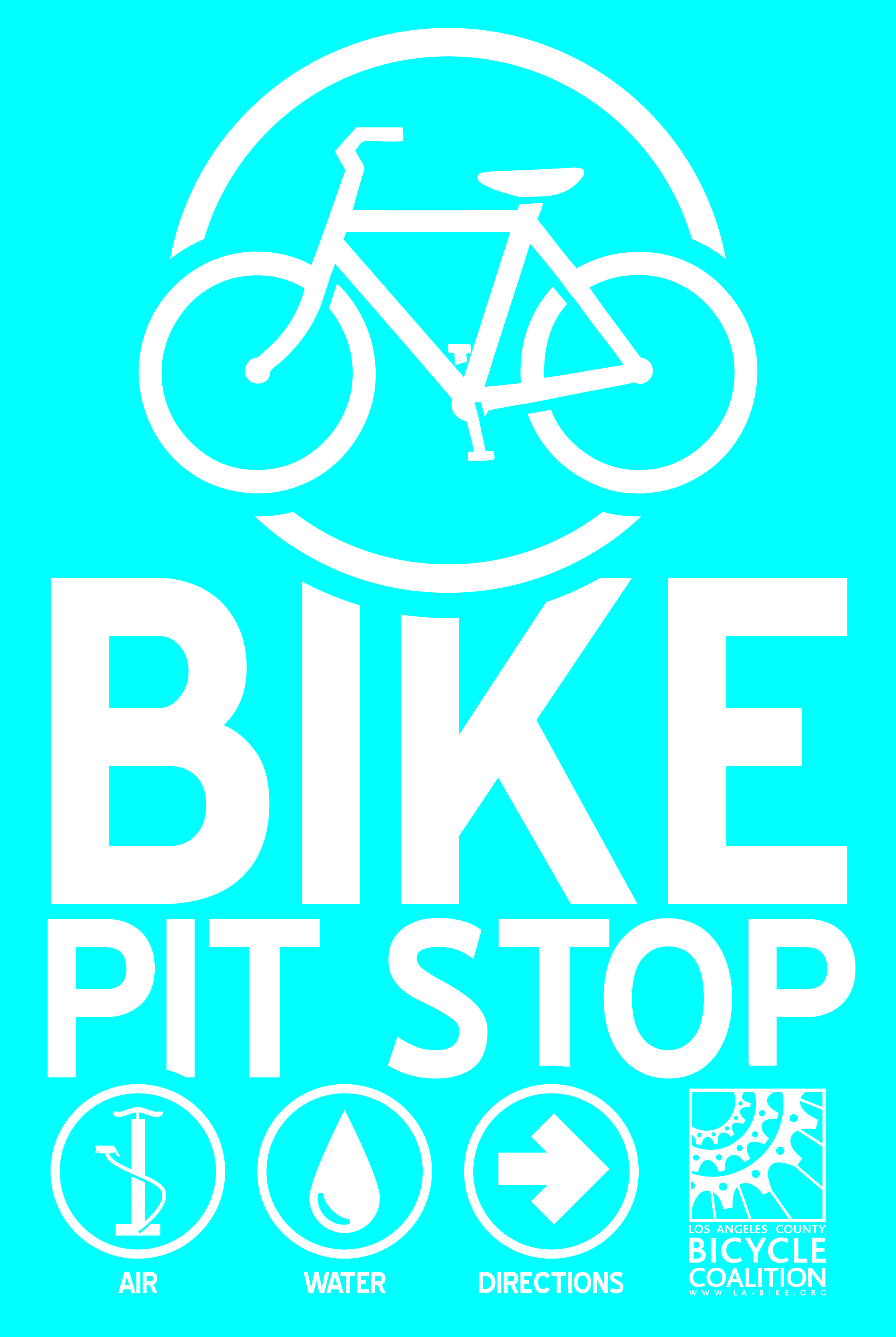 Bike Pit Stop poster for CicLAvia cycling event, designed for the Los Angeles County Bicycle Coalition.